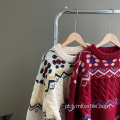 Pullover de malha de Jacquard solto